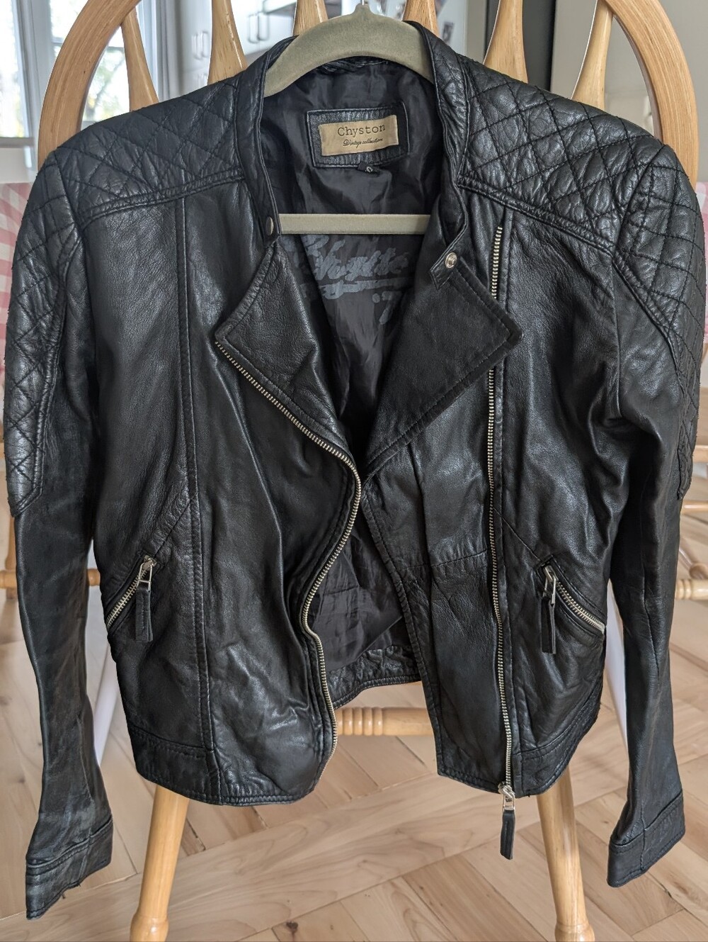 Black Quilted Leather Moto Jacket